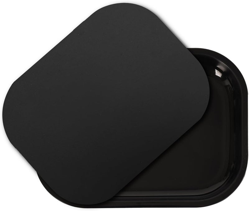 PYSEA Small Metal Tray with Magnetic Lid, Cute Decorative Tray, Ideal Storage for Home or Travel, 7 x 5.5 Inches (Black) - Image 1